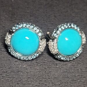 NWOT 14k white solid gold with genuine turquoise, diamonds and blue topaz.